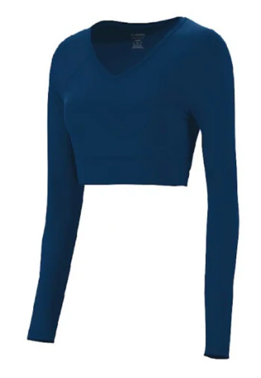 Dyed Long Sleeve Cheer Crop Top (Solid Color)